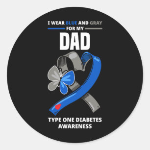 Adesivo Eu Visto Azul E Cinza Para Meu Pai Tipo Um Diabete