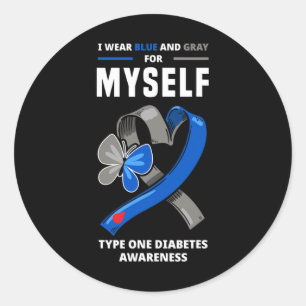 Adesivo Eu Visto Azul e Cinzas para mim mesma Diabetes Tip