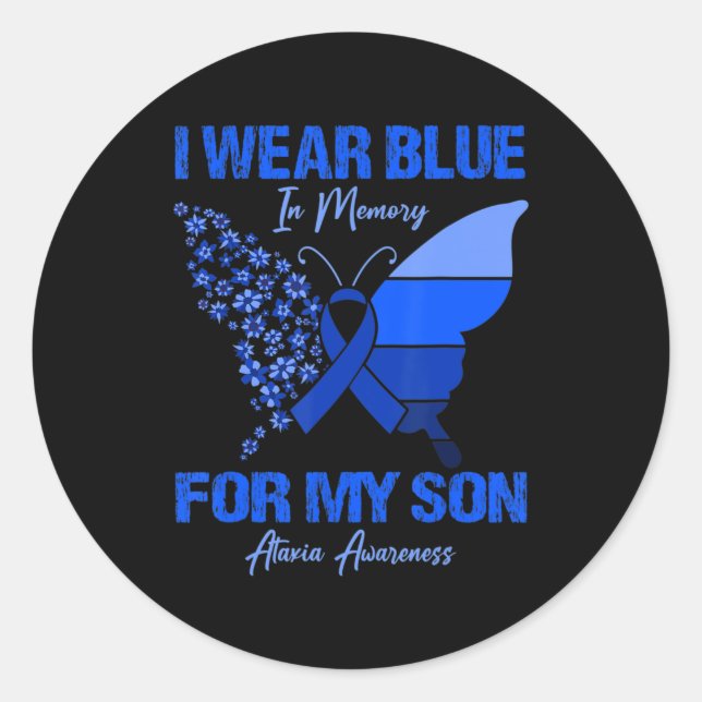 Adesivo Eu Visto Azul Na Memória Para O Meu Filho Ataxia C (Frente)