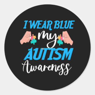 Adesivo eu visto azul para a consciência do autismo