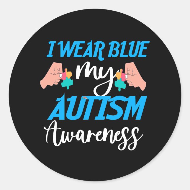 Adesivo eu visto azul para a consciência do autismo (Frente)