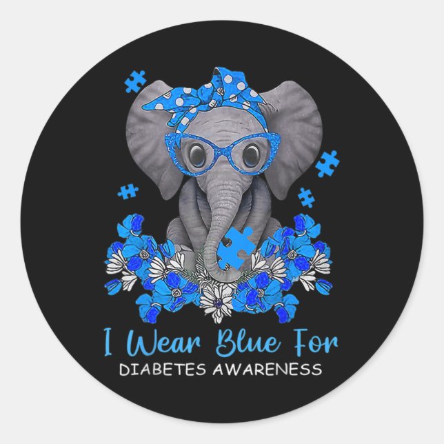 Adesivo Eu Visto Azul Para A Sensibilização Do Elefante Co (Frente)