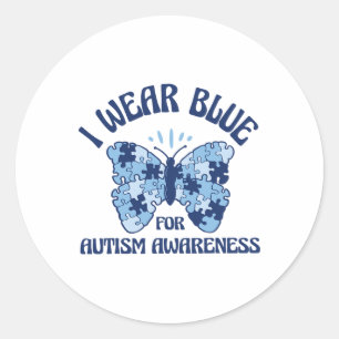 Adesivo Eu Visto Azul Para Consciência Autismo Mês Borbole