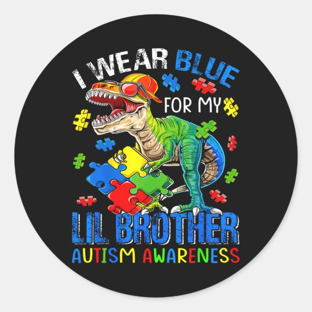 Adesivo Eu Visto Azul Para Meu Irmão Idiota Autismo Conhec (Frente)