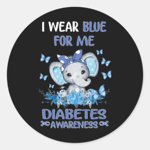 Adesivo Eu Visto Azul Para Mim, Diabetes, Elefante