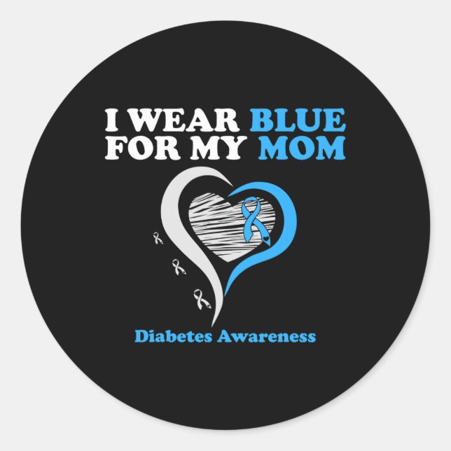 Adesivo Eu Visto Azul Para Minha Mãe Diabetes Sensibilizaç (Frente)