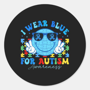 Adesivo Eu Visto Azul Para O Mês De Consciência Do Autismo