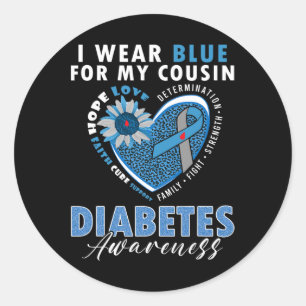 Adesivo Eu Visto Azul Para O Meu Primo Tipo 1, Diabetes Aw