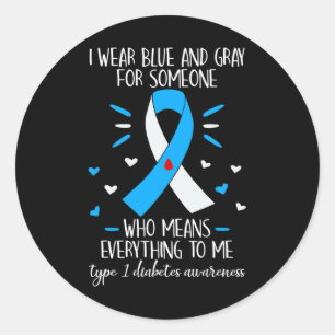 Adesivo Eu Visto Blue E Cinza Tipo 1 Diabetes Sensibilizaç