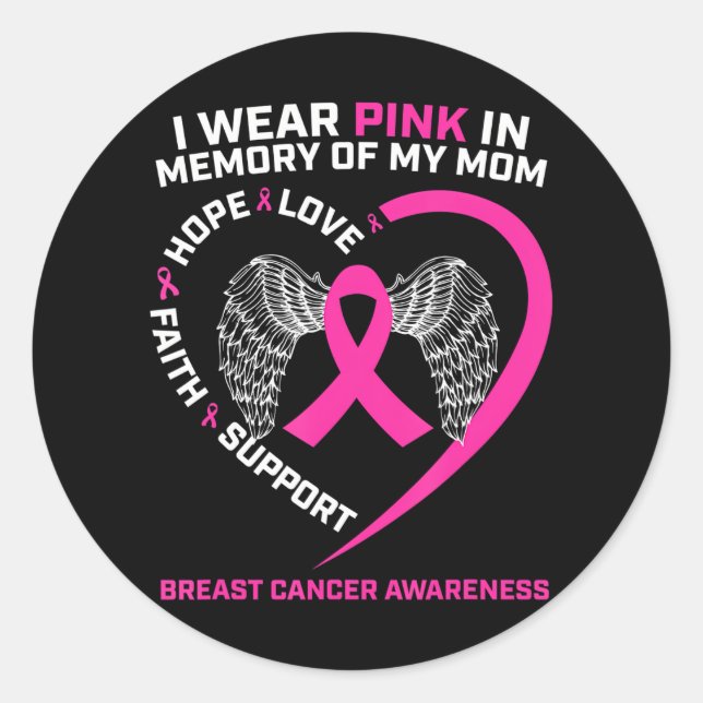 Adesivo Eu Visto Rosa Em Memória Do Meu Cancer Mamário Mãe (Frente)