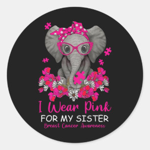 Adesivo Eu Visto Rosa Para O Cancer De Mama Elefante Irmã