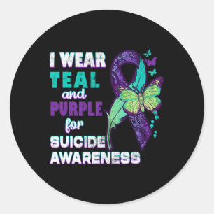 Adesivo Eu Visto Roxo Teal por Consciência Suicida Você Ma