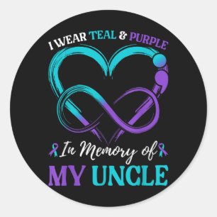 Adesivo Eu Visto Teal & Purple Em Memória Do Meu Tio