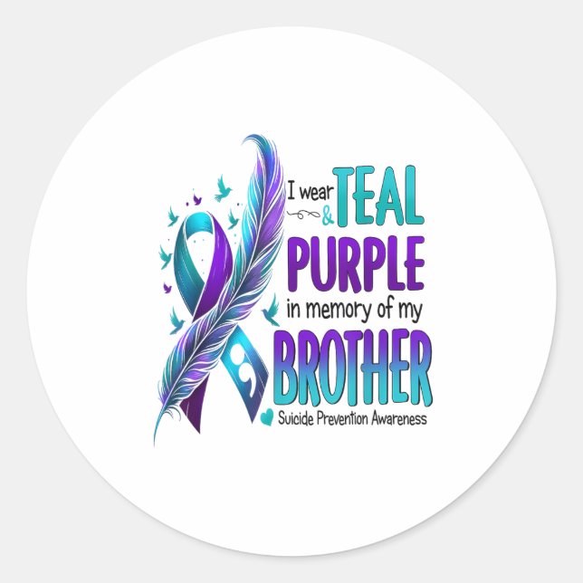 Adesivo Eu Visto Teal &amp; Purple Para Meu Irmão Suicídio (Frente)