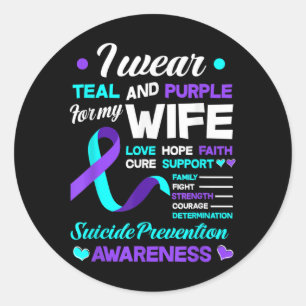 Adesivo Eu Visto Teal & Purple Para Minha Esposa Preve