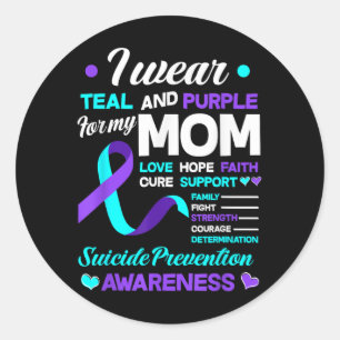 Adesivo Eu Visto Teal & Roxo Para A Minha Mãe O Suicíd