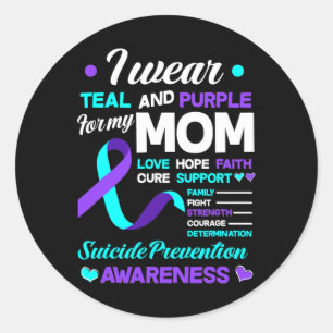 Adesivo Eu Visto Teal e Purple Para Minha Mãe, Suicídio Pr