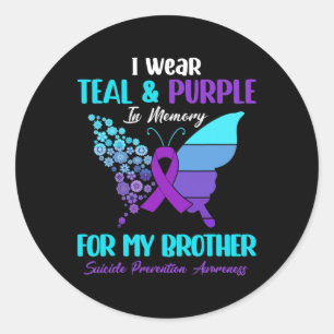 Adesivo Eu Visto Teal E Roxo Na Memória Do Irmão Suiciado