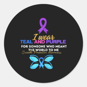 Adesivo Eu Visto Teal E Roxo Na Prevenção De Suicídio De M