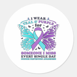 Adesivo Eu Visto Teal E Roxo Para A Prevenção Do Suicídio 