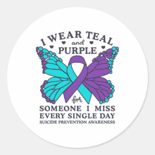 Adesivo Eu Visto Teal E Roxo Para A Prevenção Do Suicídio