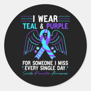 Adesivo Eu Visto Teal E Roxo Para A Prevenção Do Suicídio 