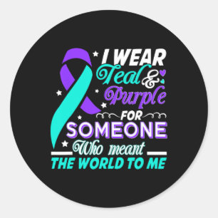 Adesivo Eu Visto Teal E Roxo Para Alguém Que Eu Amo Suicíd