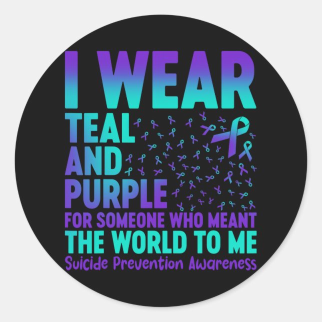Adesivo Eu Visto Teal E Roxo Para Alguém Que Quer Dizer O  (Frente)