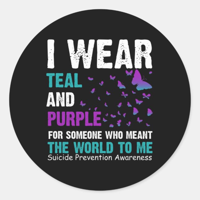 Adesivo Eu Visto Teal E Roxo Para Alguém Que Quer Dizer "w (Frente)