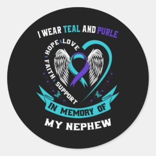 Adesivo Eu Visto Teal E Roxo Para Meu Sobrinho Suicida