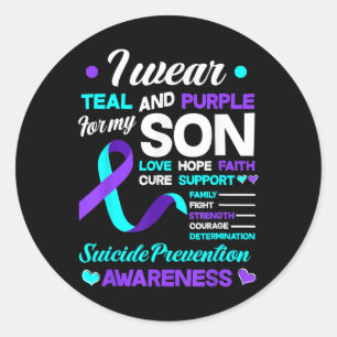 Adesivo Eu Visto Teal E Roxo Para O Meu Filho Suicida Prev