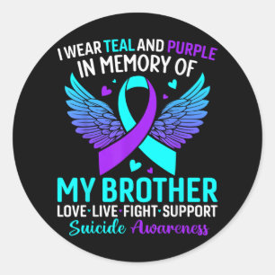 Adesivo Eu Visto Teal E Roxo Para O Meu Irmão Suicida Ante