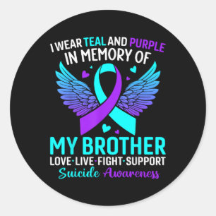 Adesivo Eu Visto Teal E Roxo Para O Meu Irmão Suicida Ante