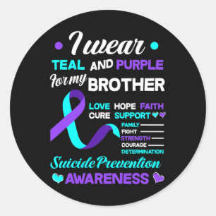 Adesivo Eu Visto Teal E Roxo Para O Meu Irmão Suicida Ante