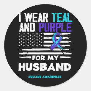 Adesivo Eu Visto Teal E Roxo Pelo Meu Marido Suicidar-Se E