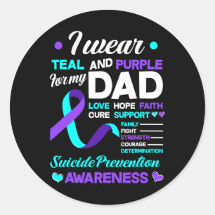 Adesivo Eu Visto Teal E Roxo Pelo Meu Pai Suicida Preventi