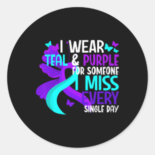 Adesivo Eu Visto Teal E Roxo Por Alguém Que Sinto Falta De