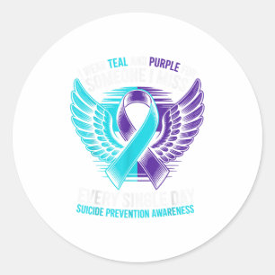 Adesivo Eu Visto Teal E Roxo Por Alguém Que Suicida Awaren