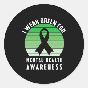 Adesivo Eu visto verde para a consciência da saúde mental