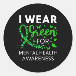 Adesivo Eu Visto Verde Para A Consciência Mental Da Saúde 