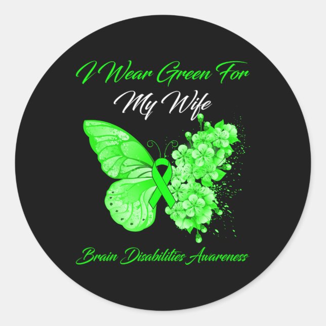 Adesivo Eu Visto Verde Para Minha Esposa Deficiência Cereb (Frente)