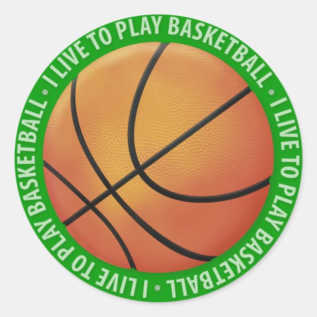 Adesivo Eu Vivo Para Jogar Basquete | Presentes desportivo (Frente)