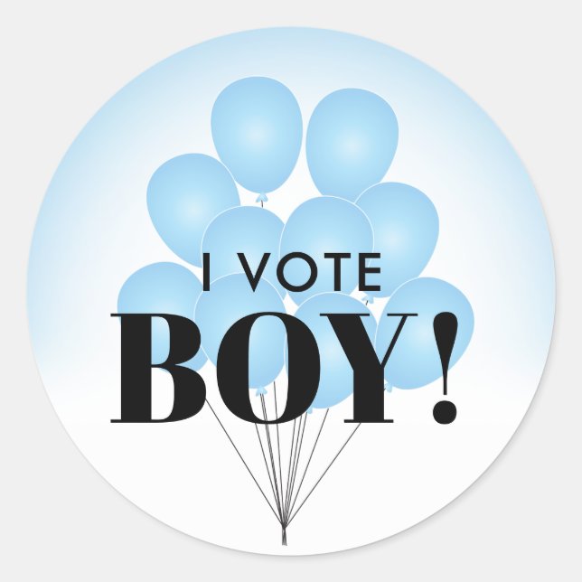 Adesivo Eu Voto Boy Blue Balloons Sexo Partido Revelação (Frente)