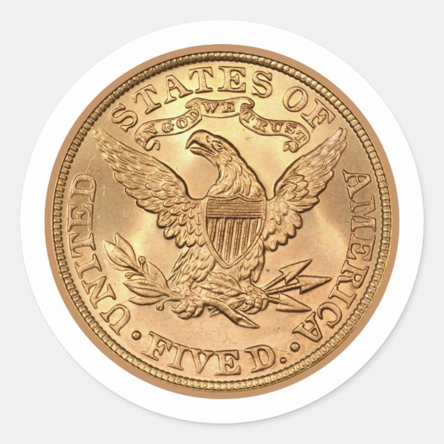 Adesivo EUA 1895 $5 Liberty Half Eagle Clássico de Moeda D (Frente)