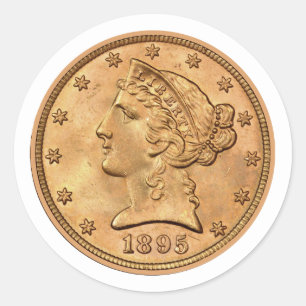 Adesivo EUA 1895 $5 Liberty Half Eagle Clássico de Moeda D