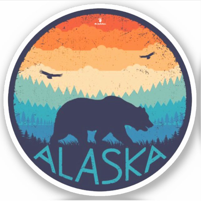 Adesivo "EUA: 2020/hoje Alaska - GRiZZLy Bear ... (Frente)