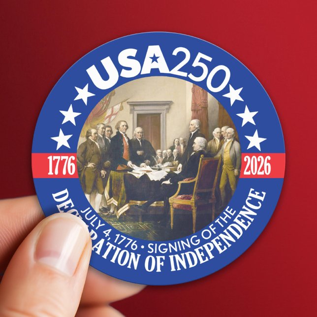 Adesivo EUA 250 - 1776-2026 - Declaração de Independência (USA 250 - America's 250th Celebration 1776-2026)