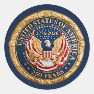 Adesivo EUA 250 Anos 1776-2026 Bandeira Americana Águia