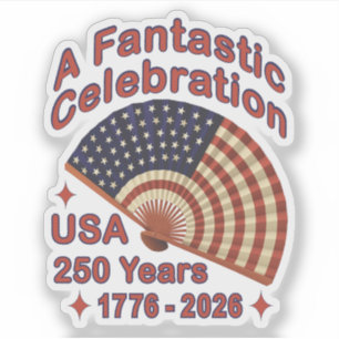 Adesivo EUA 250 Anos Design de Leque Patriótico – 1776-202