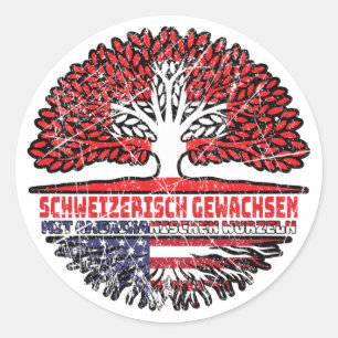 Adesivo EUA Amerikaniser Schweizer Schweiz Baum Wurzel